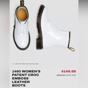 Dr. Martens Women's White Croc Embossed Leather Boots